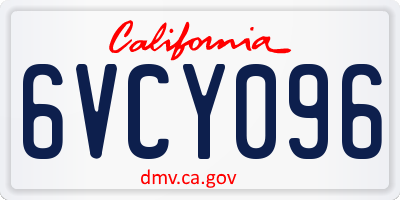 CA license plate 6VCY096