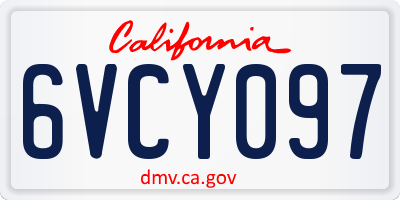 CA license plate 6VCY097
