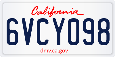 CA license plate 6VCY098