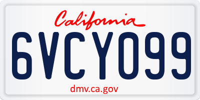 CA license plate 6VCY099