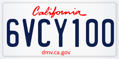 CA license plate 6VCY100