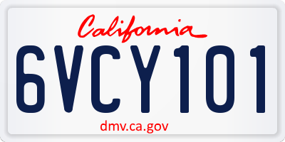 CA license plate 6VCY101