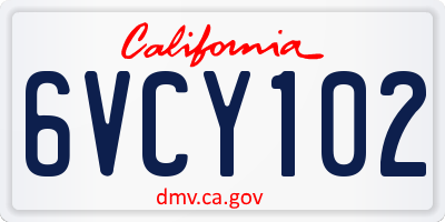 CA license plate 6VCY102