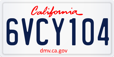CA license plate 6VCY104