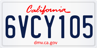 CA license plate 6VCY105