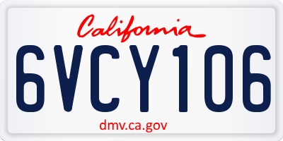 CA license plate 6VCY106