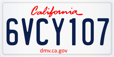 CA license plate 6VCY107