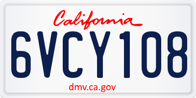 CA license plate 6VCY108