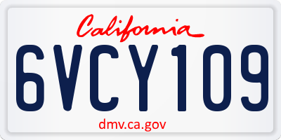 CA license plate 6VCY109