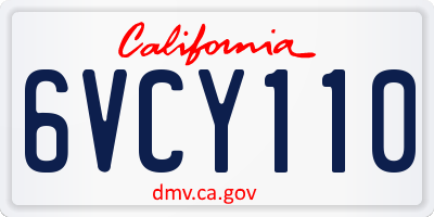 CA license plate 6VCY110