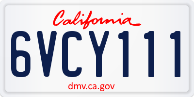CA license plate 6VCY111