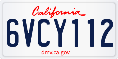 CA license plate 6VCY112