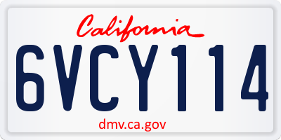CA license plate 6VCY114