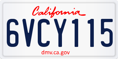 CA license plate 6VCY115