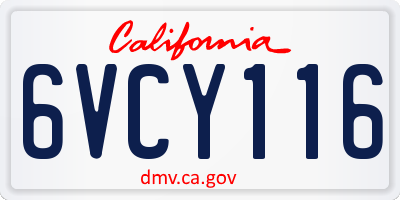 CA license plate 6VCY116