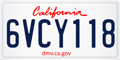 CA license plate 6VCY118