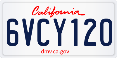 CA license plate 6VCY120