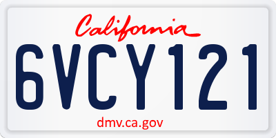 CA license plate 6VCY121