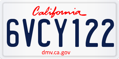 CA license plate 6VCY122