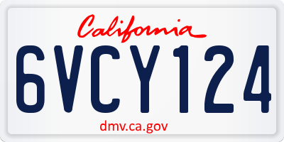 CA license plate 6VCY124