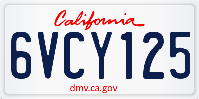 CA license plate 6VCY125