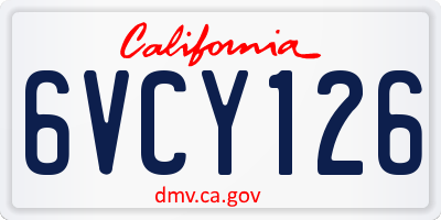 CA license plate 6VCY126