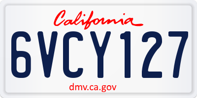 CA license plate 6VCY127