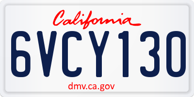 CA license plate 6VCY130