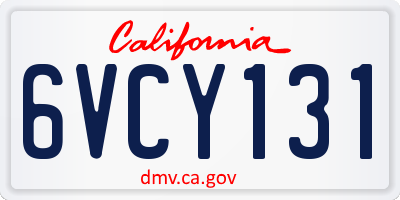 CA license plate 6VCY131