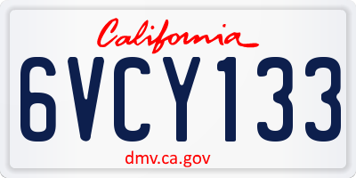 CA license plate 6VCY133