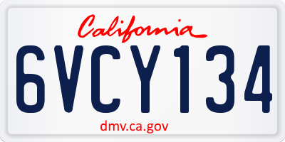 CA license plate 6VCY134