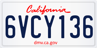 CA license plate 6VCY136