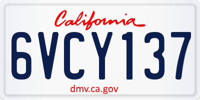 CA license plate 6VCY137