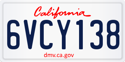 CA license plate 6VCY138
