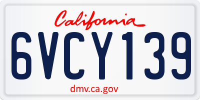 CA license plate 6VCY139