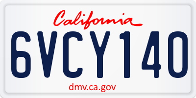CA license plate 6VCY140