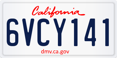 CA license plate 6VCY141