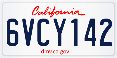 CA license plate 6VCY142