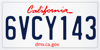 CA license plate 6VCY143