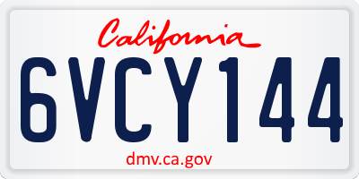 CA license plate 6VCY144