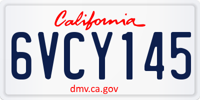 CA license plate 6VCY145