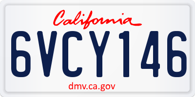 CA license plate 6VCY146