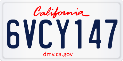 CA license plate 6VCY147