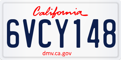 CA license plate 6VCY148