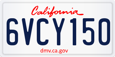 CA license plate 6VCY150