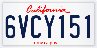 CA license plate 6VCY151