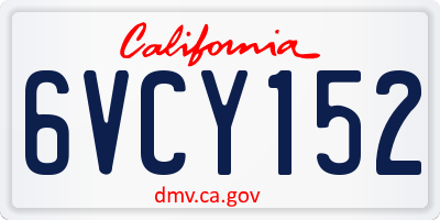 CA license plate 6VCY152