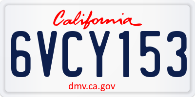 CA license plate 6VCY153