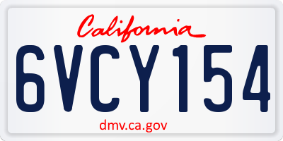 CA license plate 6VCY154