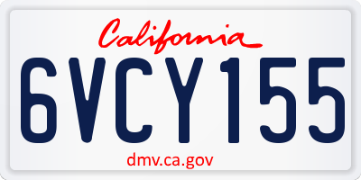 CA license plate 6VCY155